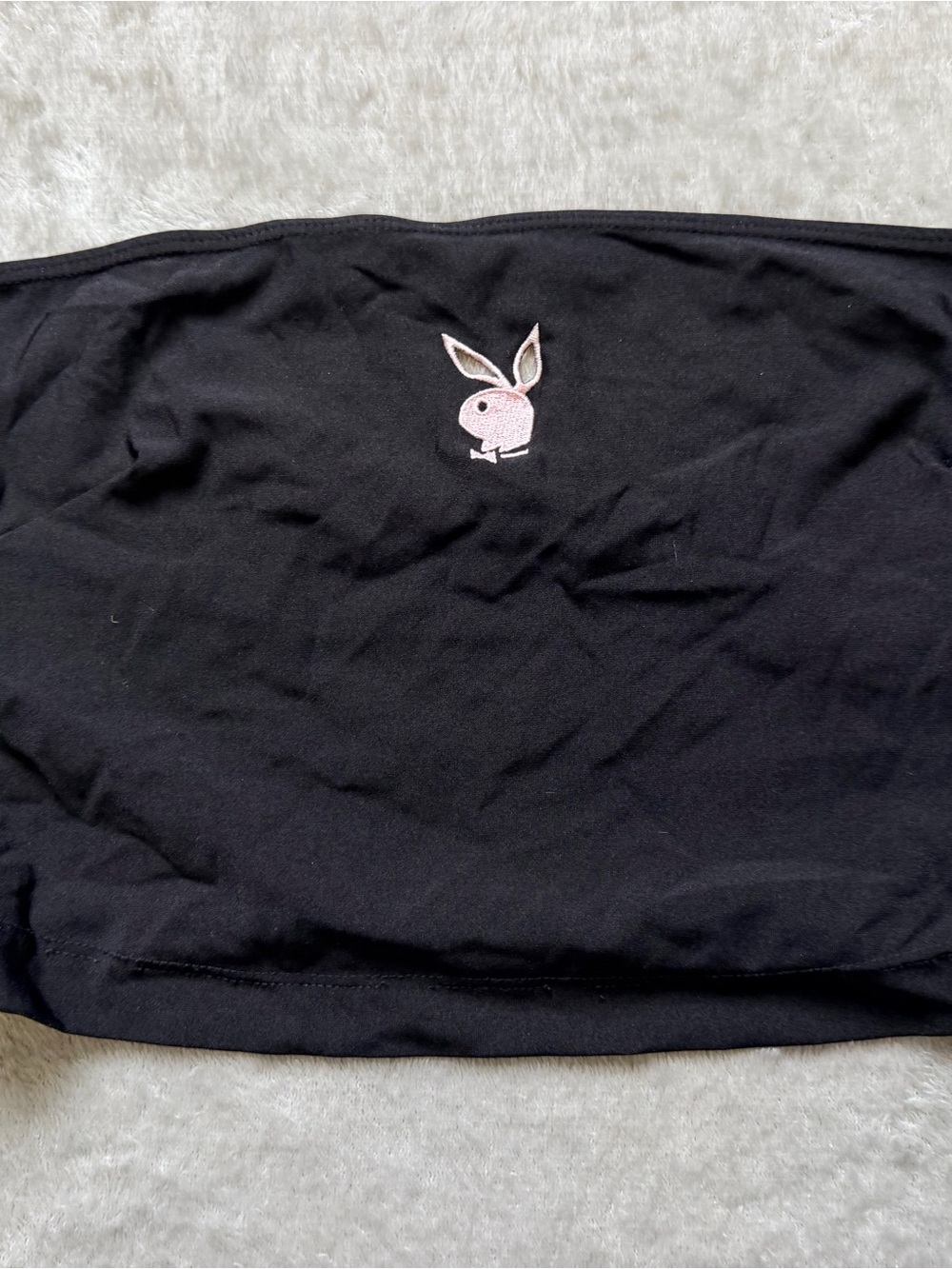 PLAYBOY Black Strapless Mini Tube with Pink Bunny Logo